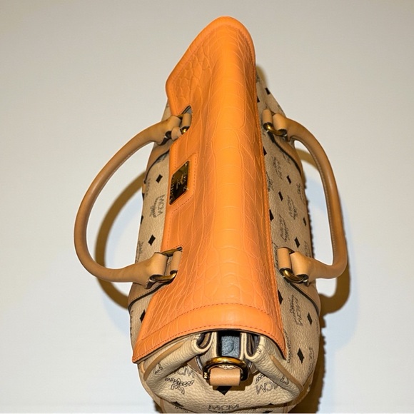 MCM Visetos Satchel with Croc-Embossed Flap - Picture 6 of 15